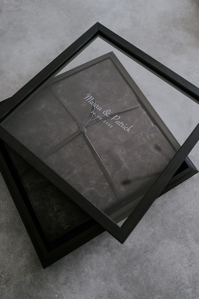 Caja de Madera con Tapa Transparente para Álbum de Fotos