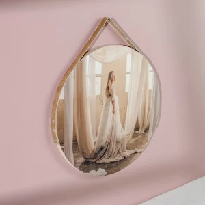 Marco Decorativo Circular Moderno con Cinta de Cuero | Personalizable