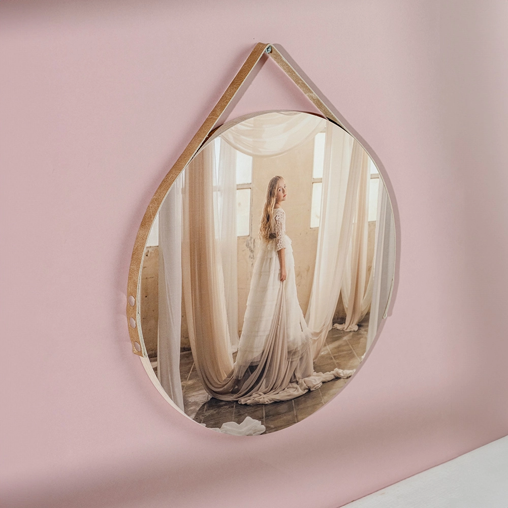 Marco Decorativo Circular Moderno con Cinta de Cuero | Personalizable