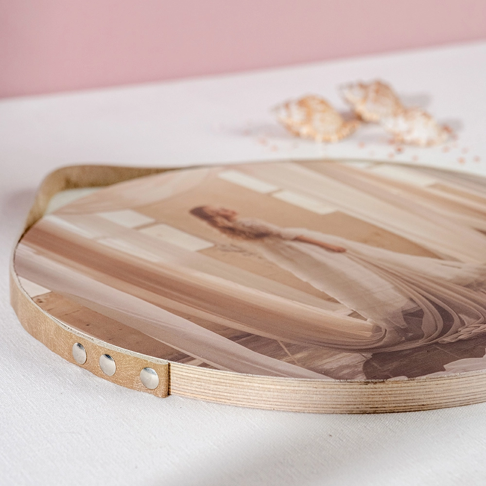 Marco Decorativo Circular Moderno con Cinta de Cuero