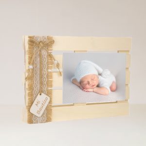 Mini Palet de Madera para Bautizo Personalizado | Recordatorio con Cinta de Yute y Grabado | Detalle Original para Padrinos e Invitados